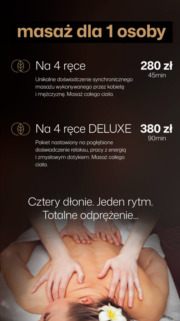 Masaż na 4 ręce wykonywany synchronicznie przez kobietę i mężczyznę